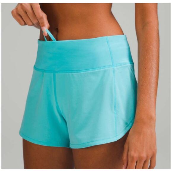 Lululemon Speed Up MR Short 4’ Electric Turquoise - Size 8 - Picture 1 of 9